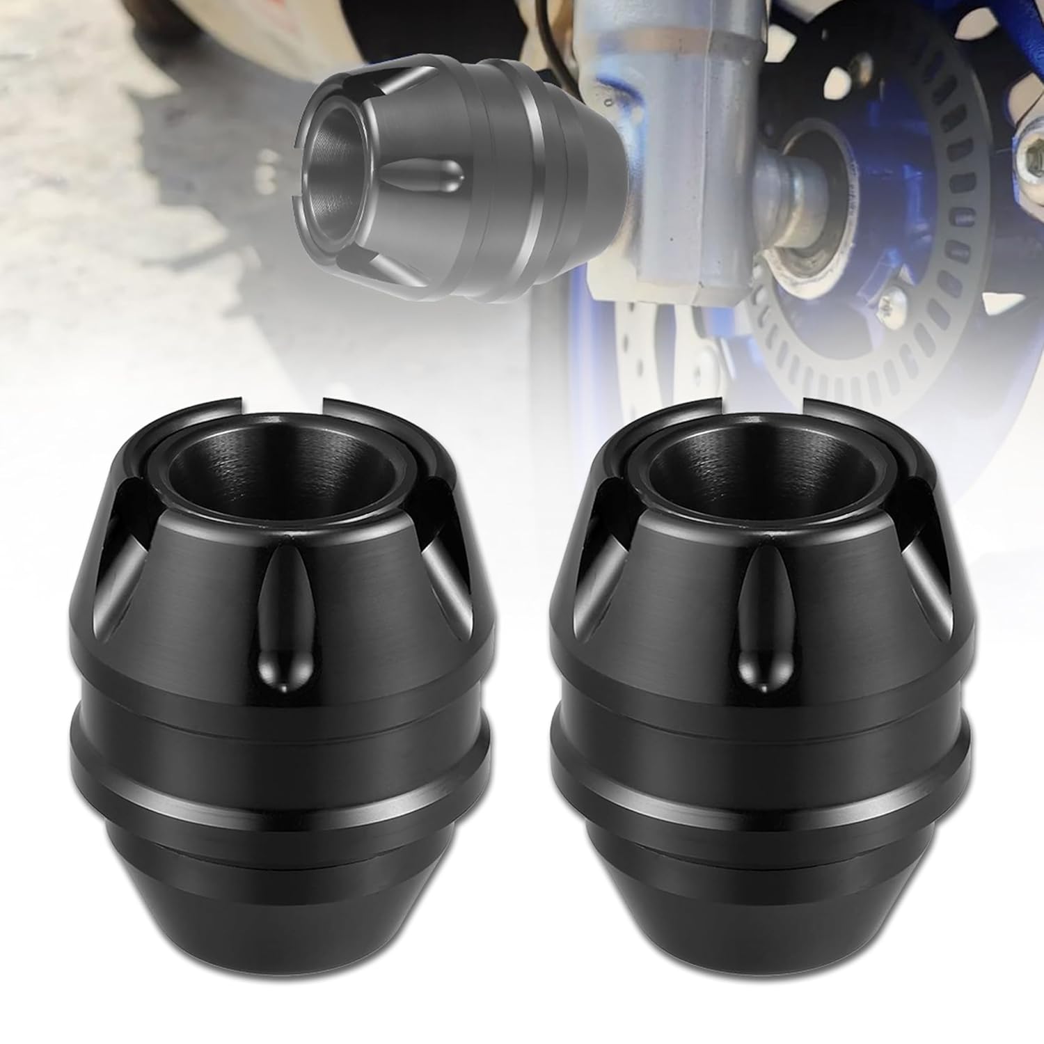 Front fork protector installed on motorcycle