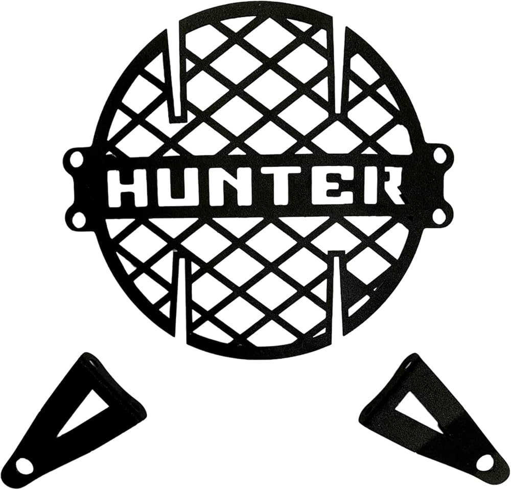 Hunter 350 headlight grill installed front view