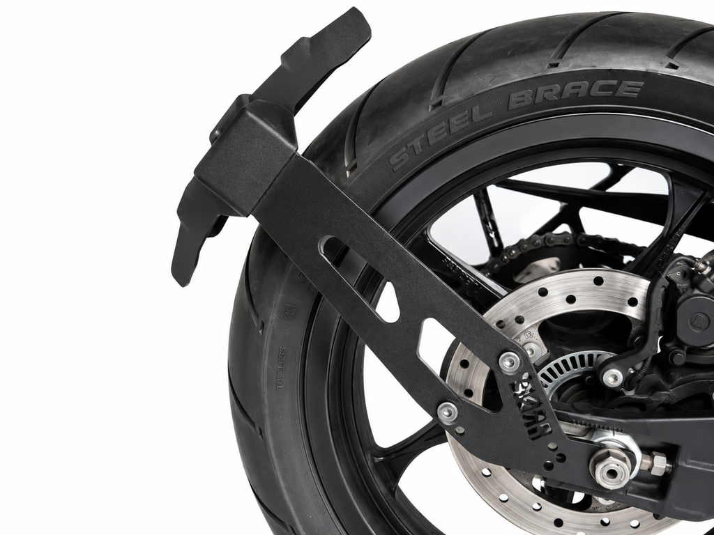Premium tyre hugger installed on motorcycle