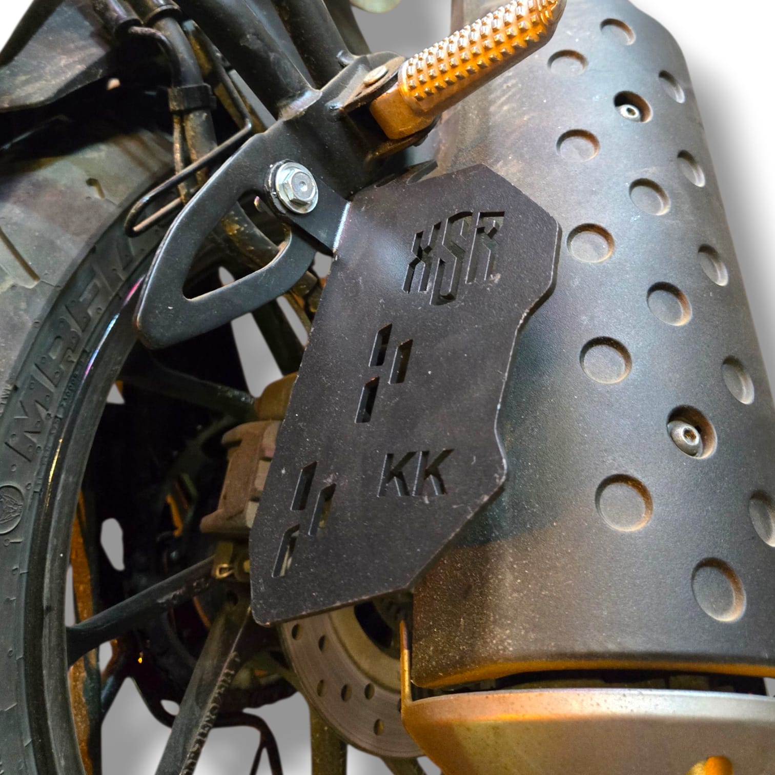 Rear footrest installed on Yamaha XSR 155 motorcycle