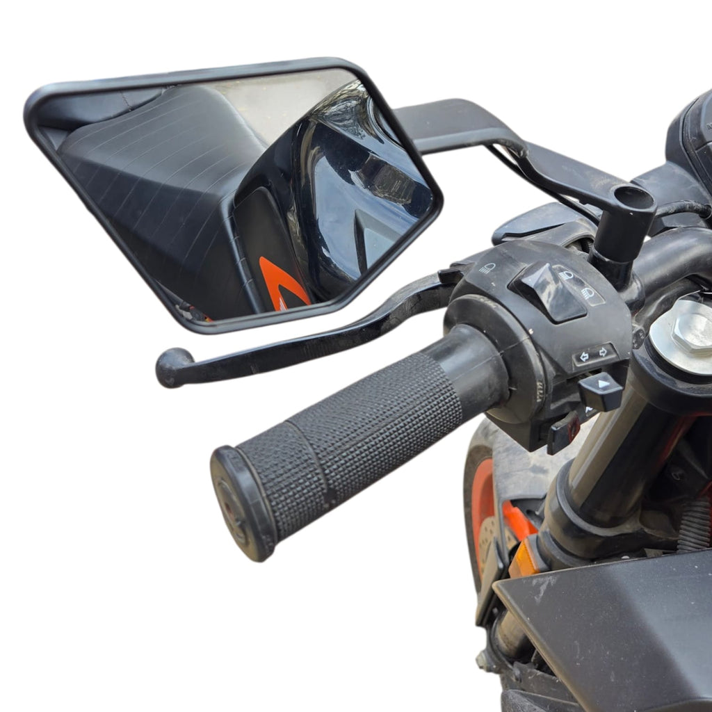 aerodynamic universal bike mirror with LED indicator side profile