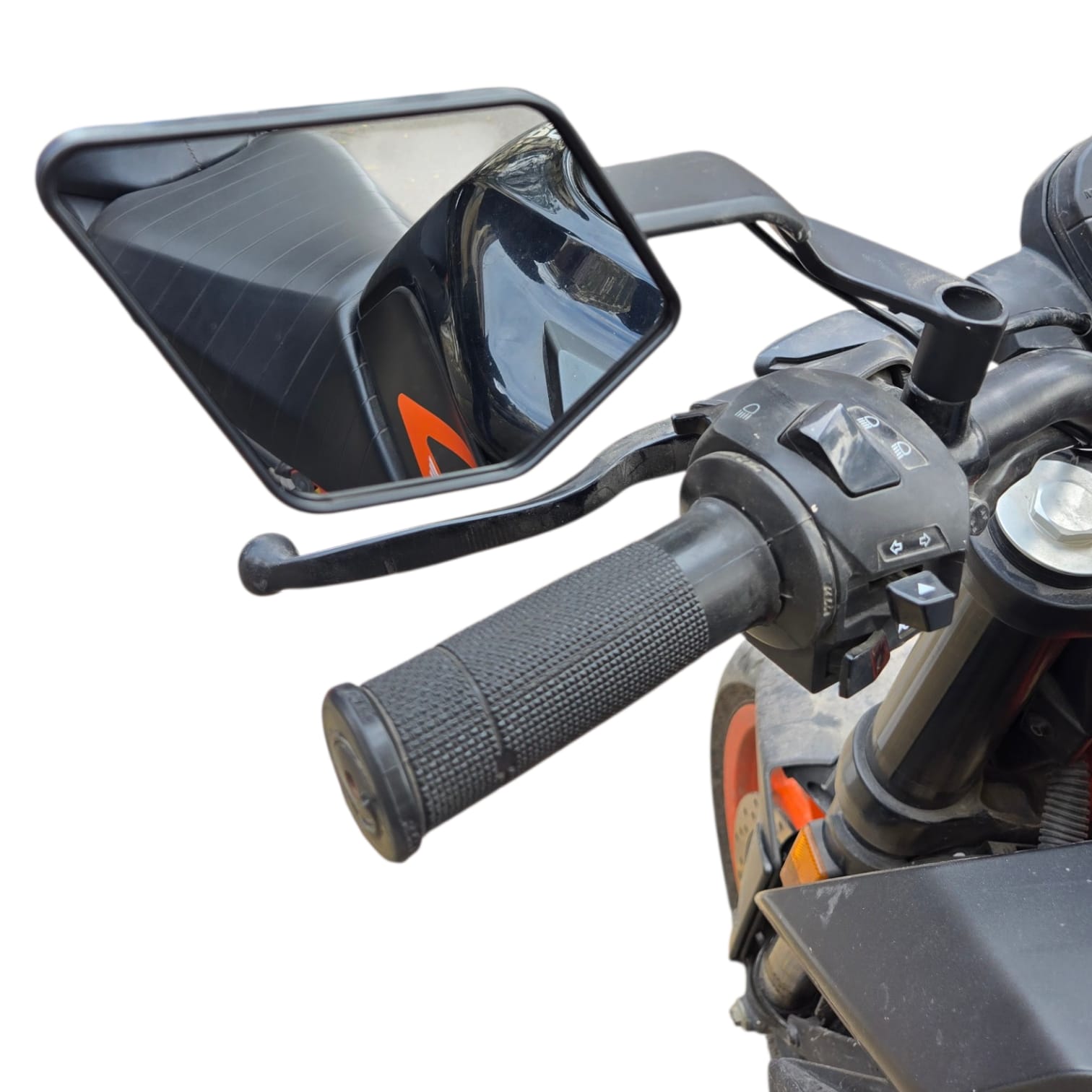 aerodynamic universal bike mirror with LED indicator side profile