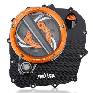 Moto Shopy Clear Clutch Plus Spocket Cover For Ktm Duke Gen 2 (ORANGE)